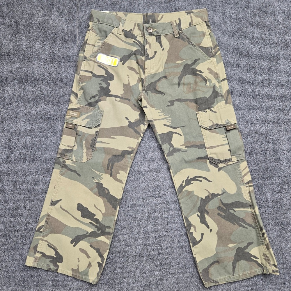 Wrangler Kids Boys Size 10 W29 Husky Camo Cargo Pants Green Brown Woodland NEW